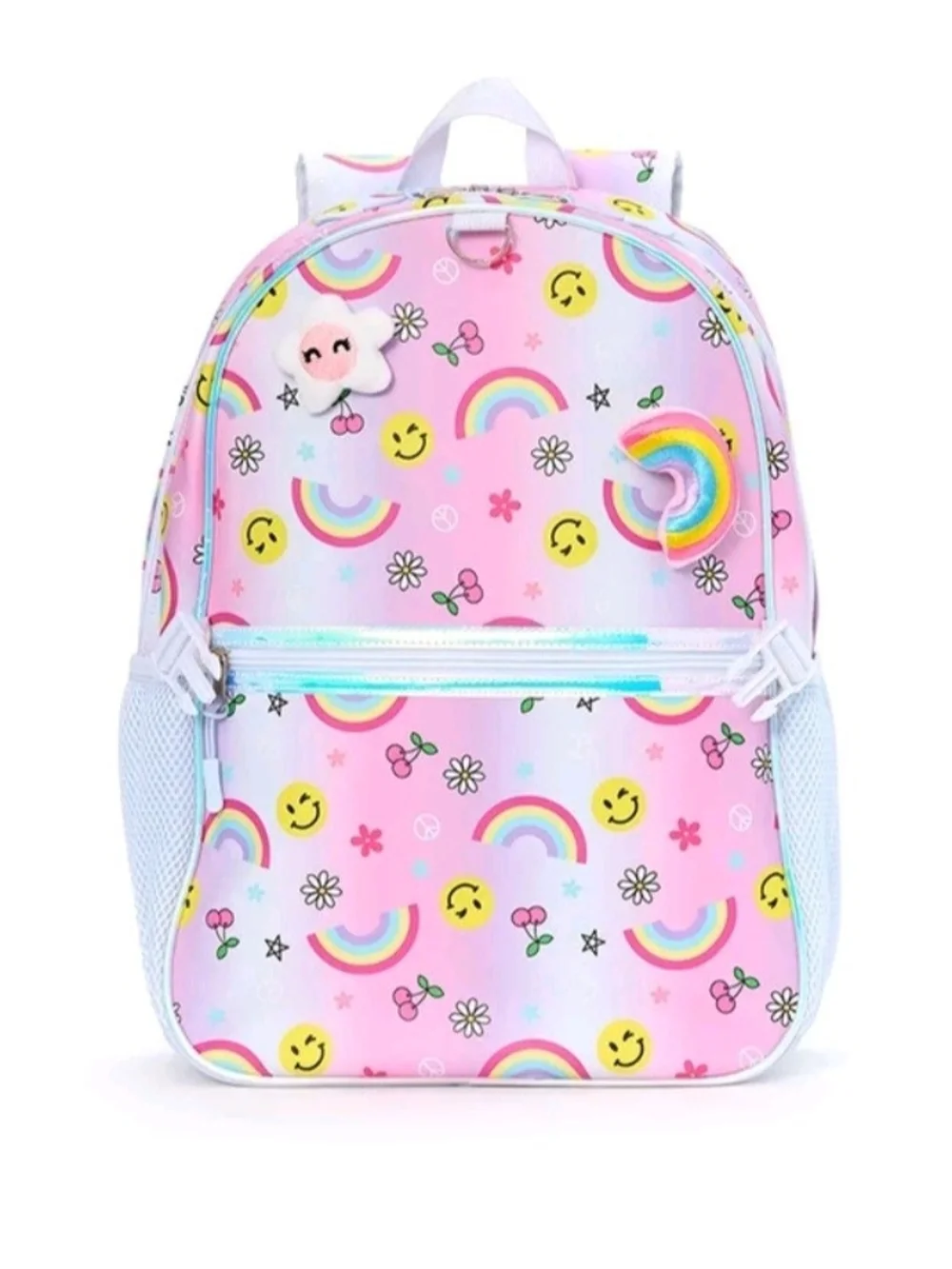 Kids Rainbow Smiley Backpack with Matching Headphones - Pink